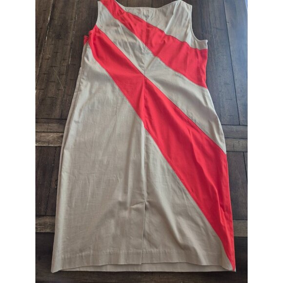Evan-Picone Womens Stretch Sleeveless Dress Beige & Red Asymmetrical Design Size - Picture 3 of 5